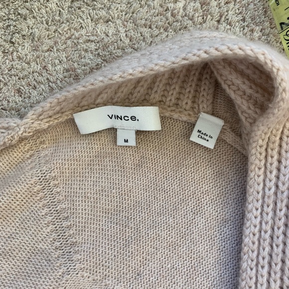 Vince Ribbed Placket Cardigan Size M Sand / Beige Wool & Cashmere EUC D - Picture 3 of 10